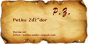 Petku Zádor névjegykártya
